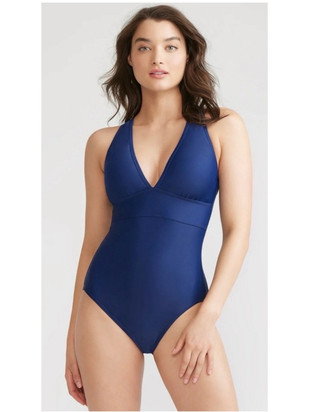 Yummie Navy Blue Maia Plunge One-Piece Swimsuit